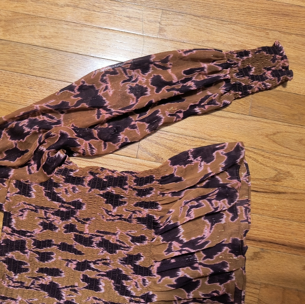 3/$10⭐ Nine West cropped peplum shirt, XL, colors: orange/pink/purple/brown - Picture 11 of 12
